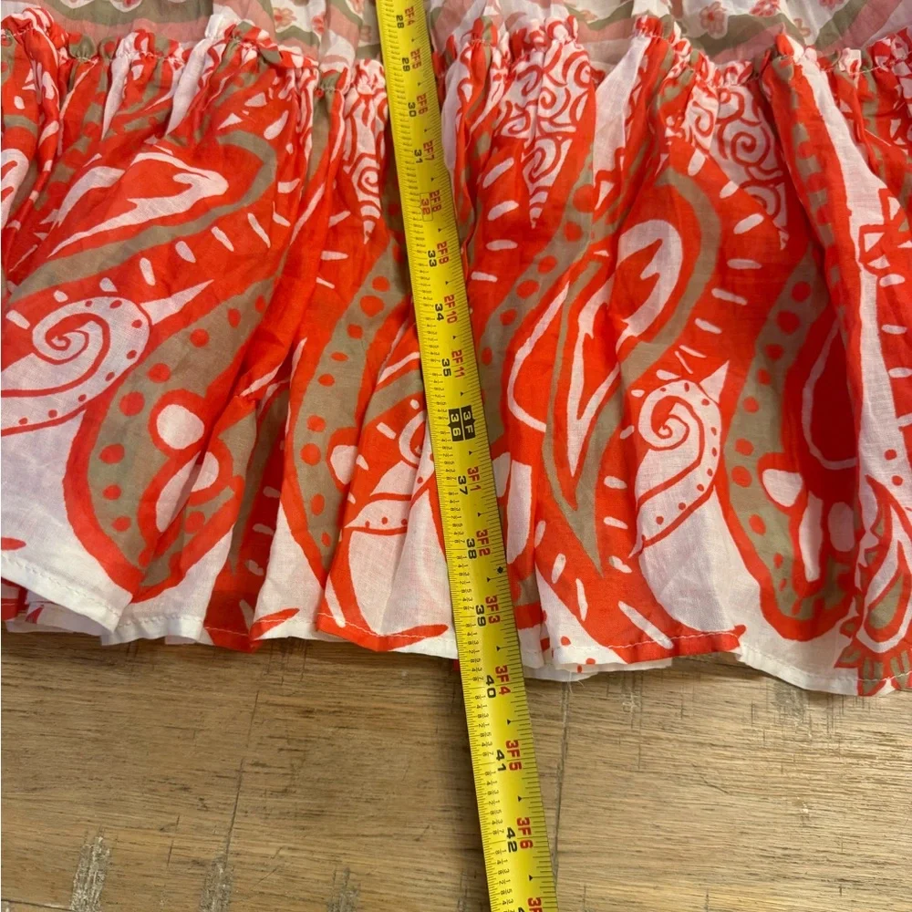 Free People 100% Cotton Red and Cream Tiered Paisley Maxi Skirt - Picture 9 of 9